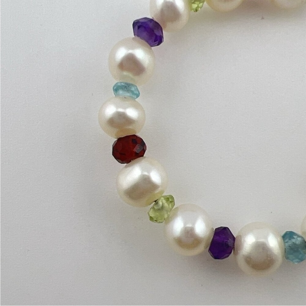 Honora “As Is” White Pearl & Multi-Gemstone 1-1/4” Hoop Earrings - Picture 4 of 14